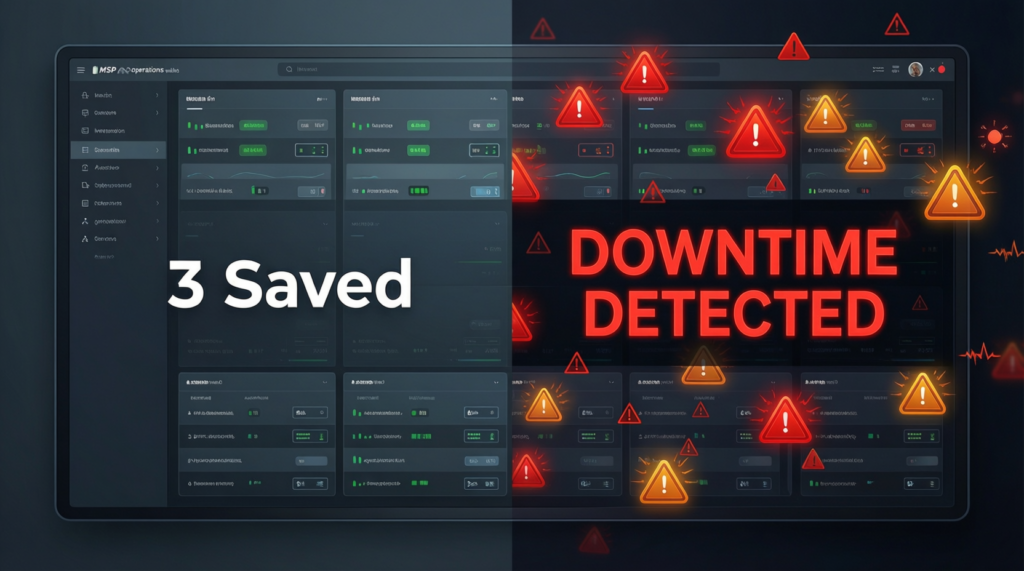 MSP owner viewing a unified cybersecurity dashboard that replaces multiple security tools and reduces alert fatigue.