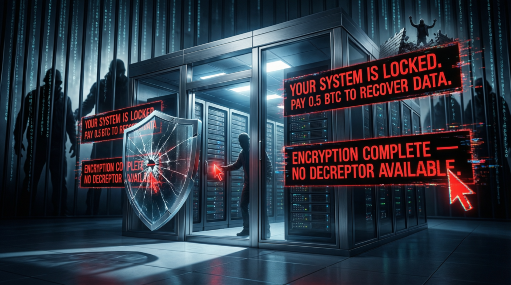 Ransomware attack illustrating the cost of incomplete MSP cybersecurity protection